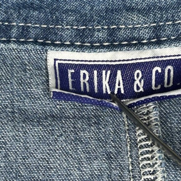 Erika & Co Jacket Womens Large Denim Button Front Utility Chore Pockets Vintage - Picture 3 of 11